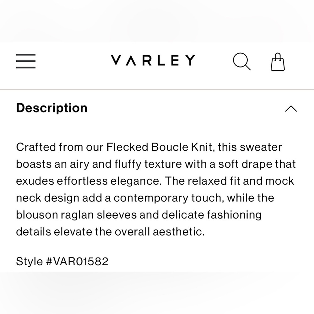 NWT Varley Cecile Raglan Knit Mock Neck Pullover Sweater in Birch Size Medium - Picture 11 of 13
